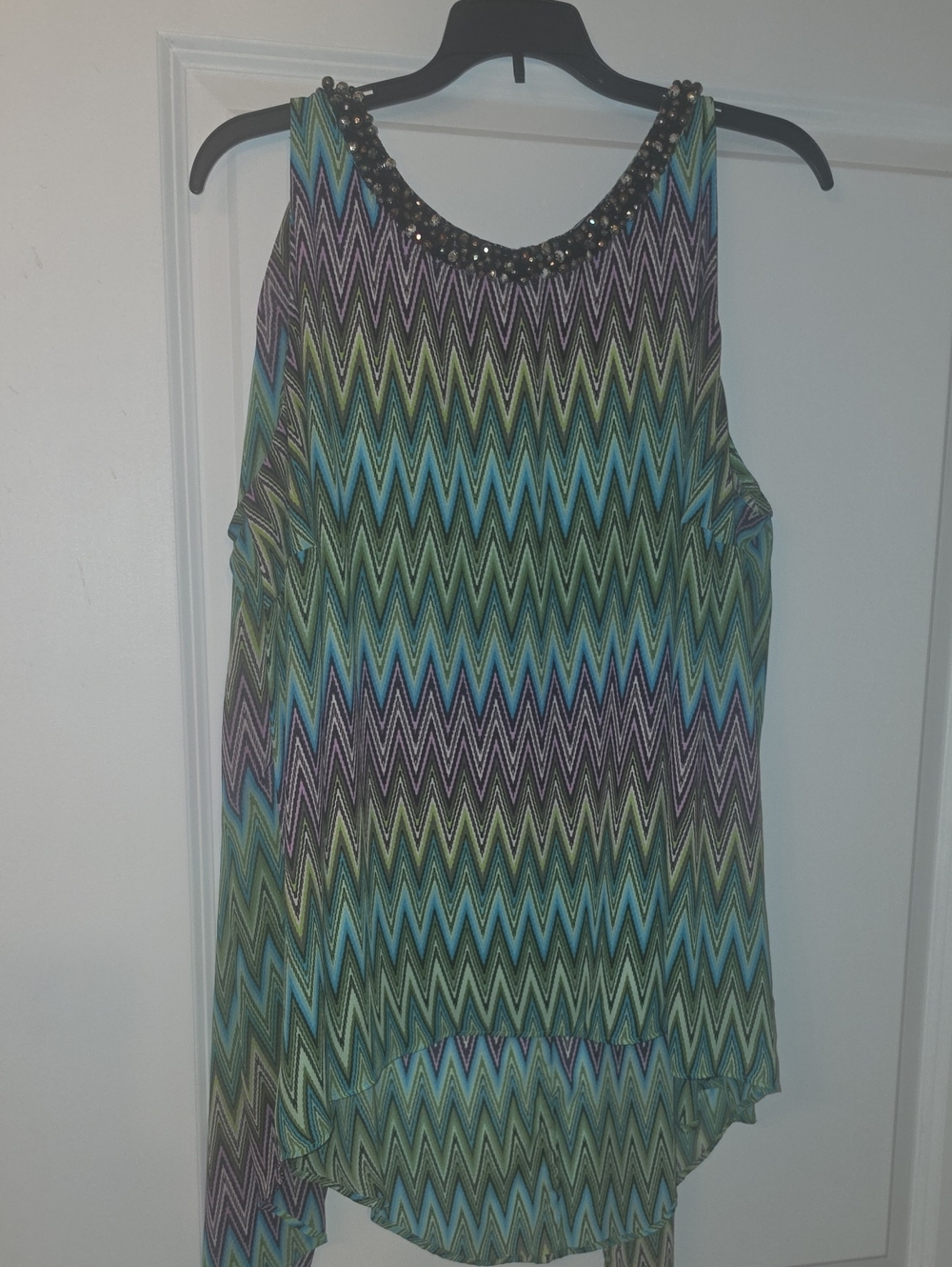 Jennifer Lopez Beaded-Neck Zigzag Camisole - Blue, Green, Purple, Black